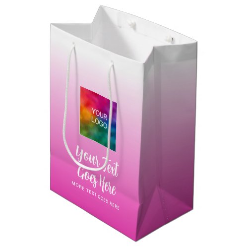 Handwritten Script Logo Here Pink Custom Template Medium Gift Bag