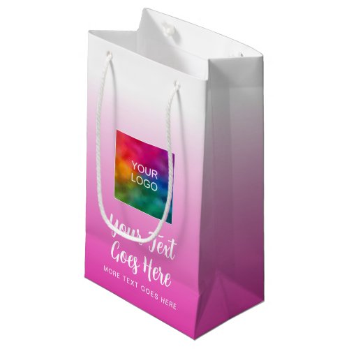 Handwritten Script Logo Here Pink Custom Template Small Gift Bag