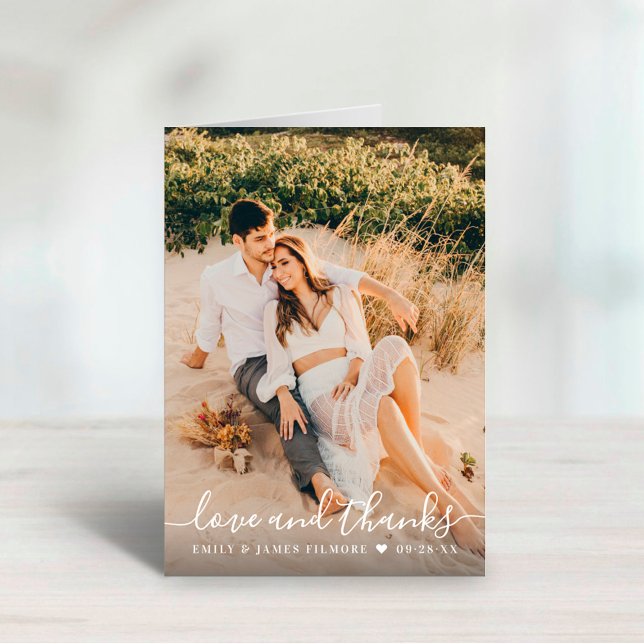 Handwritten Script Love and Thanks Wedding Thank You Card (Creator Uploaded)