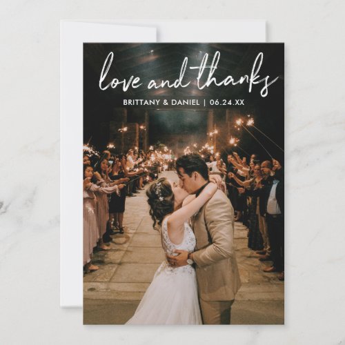 Handwritten Script Love Thanks Wedding Thank You Card