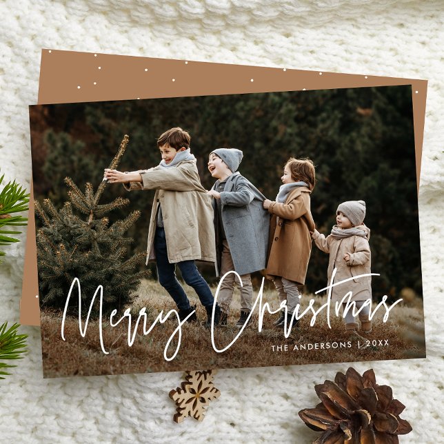 Handwritten Script Merry Christmas Camel Photo Holiday Card (Creator Uploaded)