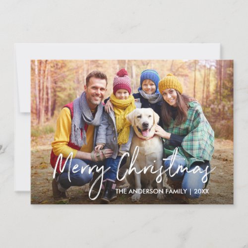 Handwritten Script Merry Christmas Photo Holiday Card