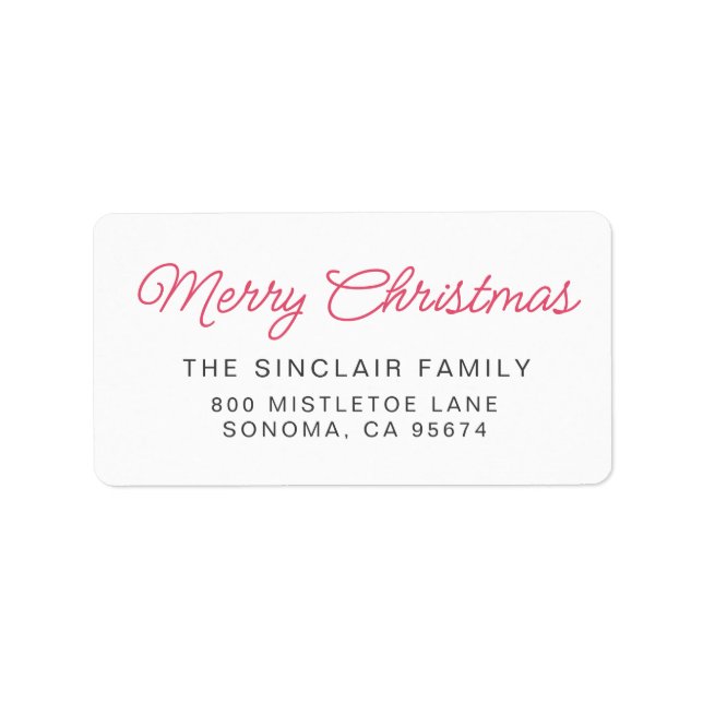 Handwritten Script Merry Christmas Return Address Label (Front)
