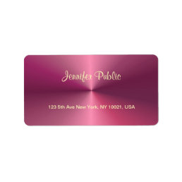 Handwritten Script Metallic Look Pink Template Label