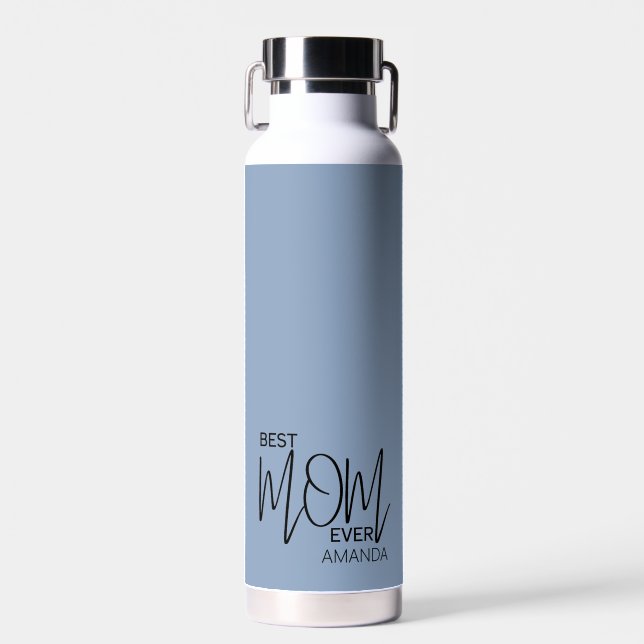 Handwritten Script Minimalist Best Mom Ever  Water Bottle (Front)