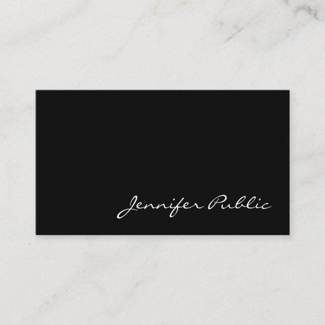 Handwritten Script Minimalistic Graceful Plain Business Card (Front)