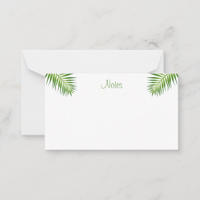 Handwritten Script Modern Elegant Palm Leaves Note Card (Front)