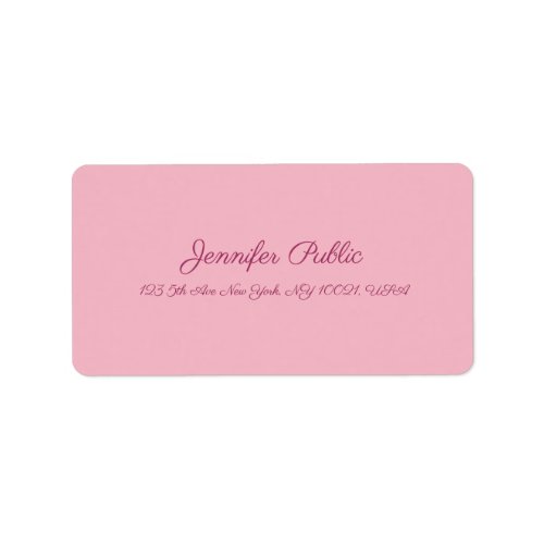 Handwritten Script Modern Elegant Pink Template Label