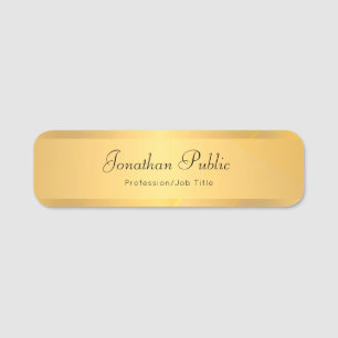Handwritten Script Modern Glamour Gold Template Name Tag