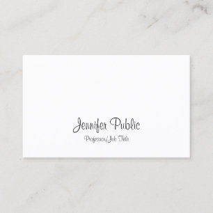 Handwritten Script Modern Sleek Elegant Plain Chic Business Card
