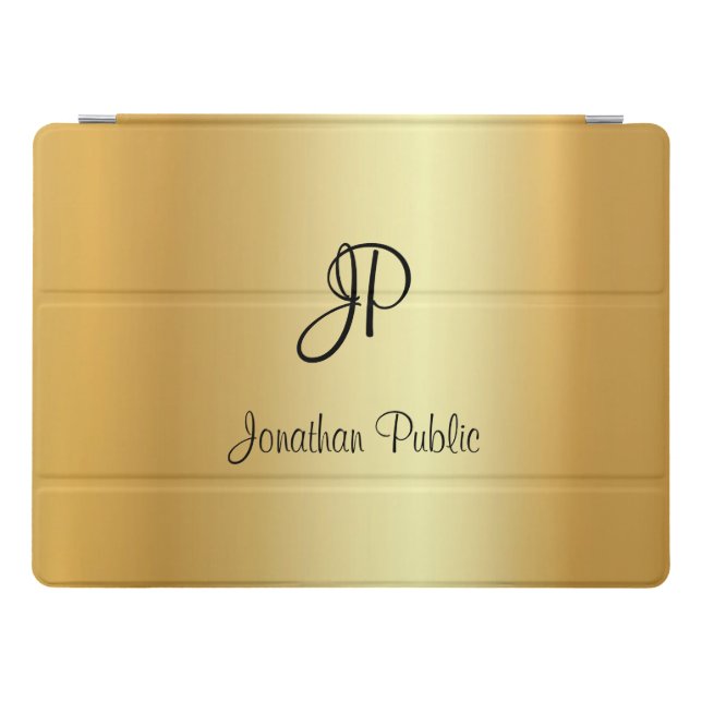 Handwritten Script Monogram Elegant Gold Template iPad Pro Cover (Horizontal)