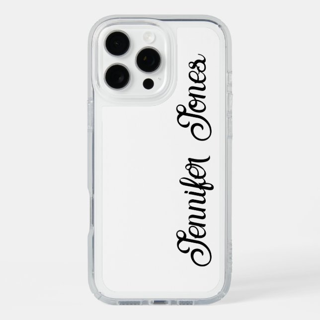 Handwritten Script Monogram Name Black & White Speck iPhone Case (Front)