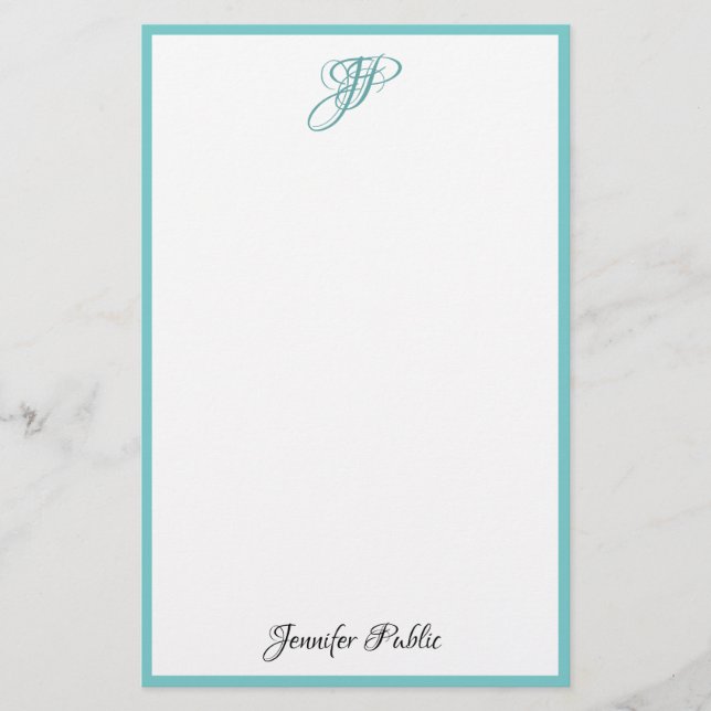 Handwritten Script Monogram Name Simple Modern Stationery (Front)