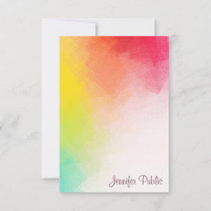 Handwritten Script Monogram Rainbow Colors Note Card