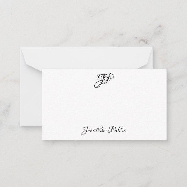 Handwritten Script Monogram Simple Personalized Note Card (Front)