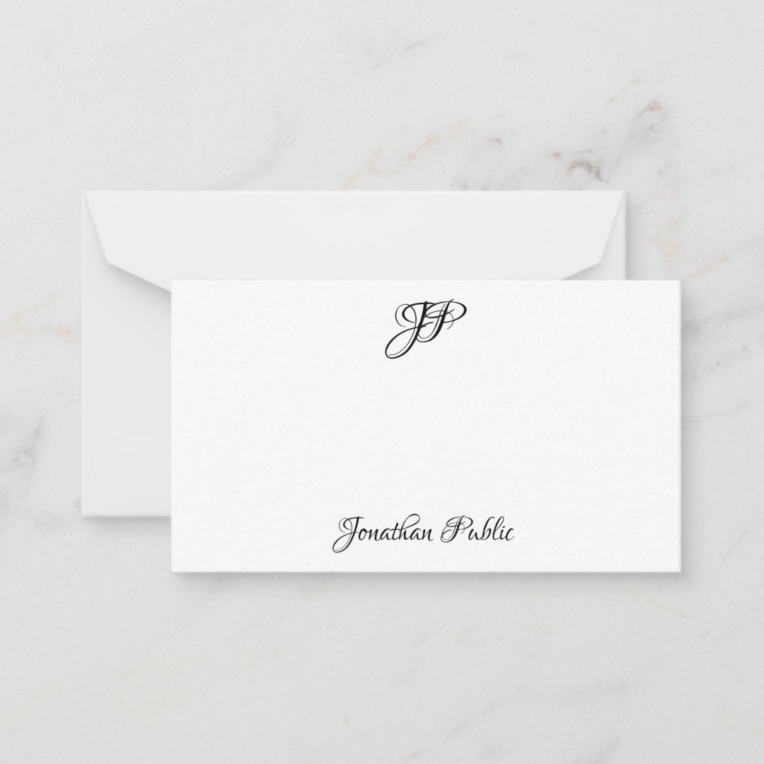 Handwritten Script Monogram Simple Personalized Note Card | Zazzle