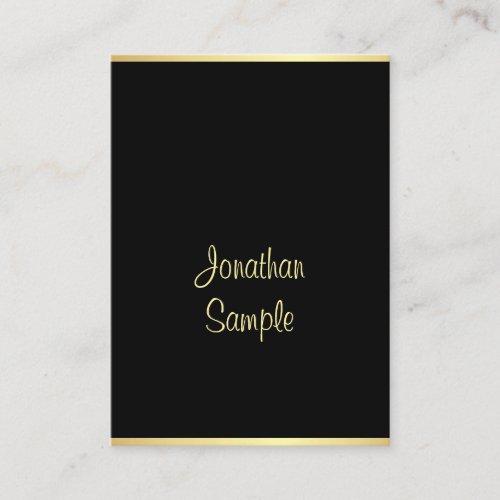 Handwritten Script Name Black Gold Template Modern Business Card
