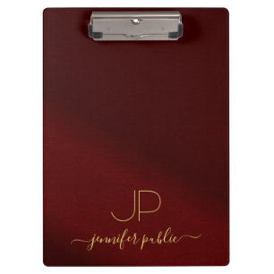 Handwritten Script Name Elegant Gold Text Monogram Clipboard