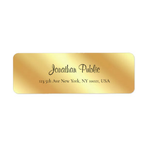 Handwritten Script Name Faux Gold Modern Elegant Label