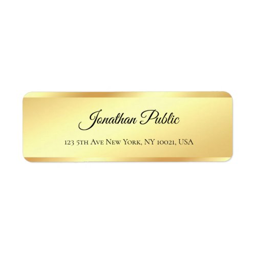Handwritten Script Name Faux Gold Professional Label