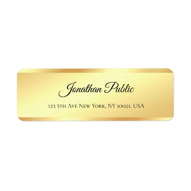 Handwritten Script Name Faux Gold Professional Label (Front)