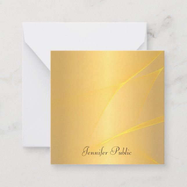Handwritten Script Name Gold Background Template (Front)