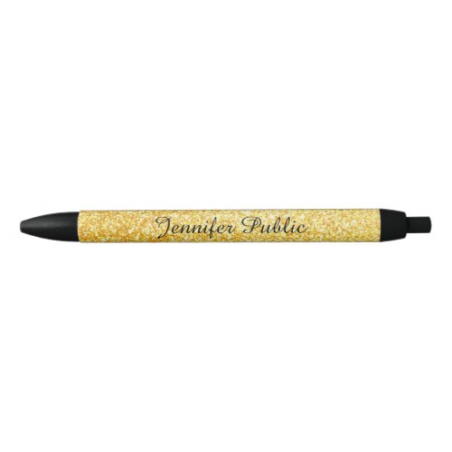 Handwritten Script Name Gold Glitter Template Black Ink Pen