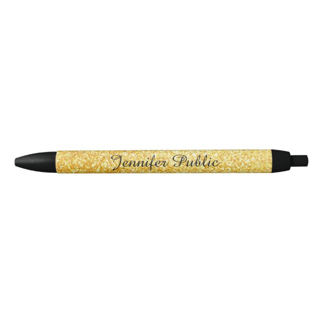 Handwritten Script Name Gold Glitter Template Pen (Front)