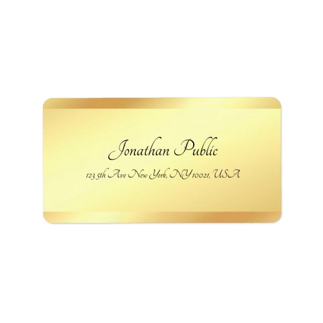 Handwritten Script Name Gold Look Template Label (Front)
