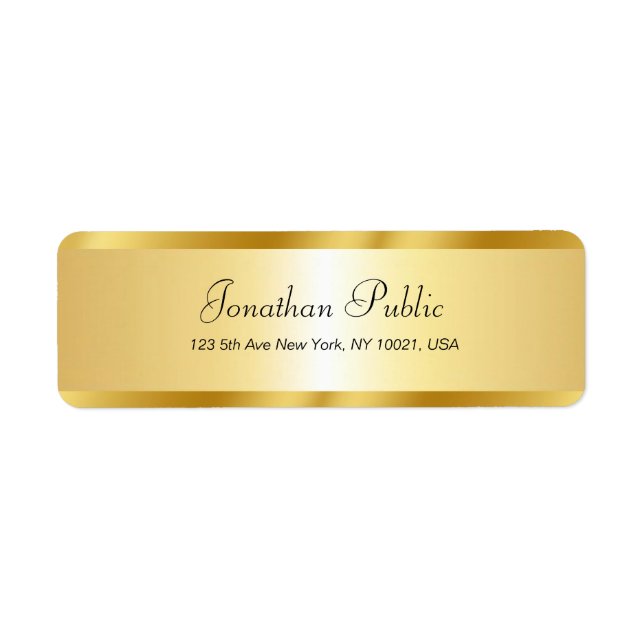 Handwritten Script Name Gold Template Elegant Label (Front)