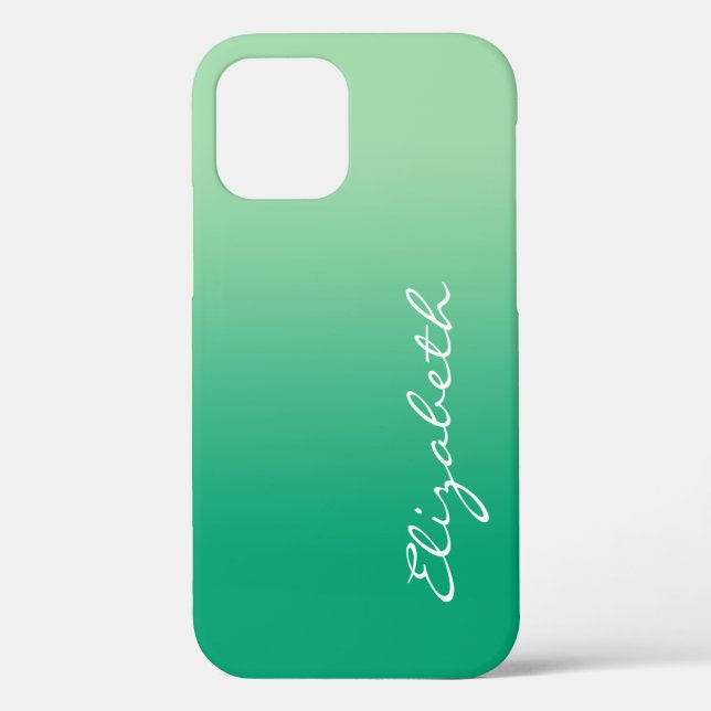 Handwritten Script Name Light Dark Green Gradient Case-Mate iPhone Case (Back)