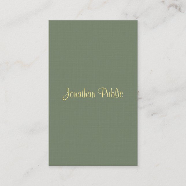 Handwritten Script Name Modern Elegant Template Business Card (Front)