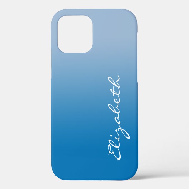 Handwritten Script Name on Blue Gradient Case-Mate iPhone Case (Back)