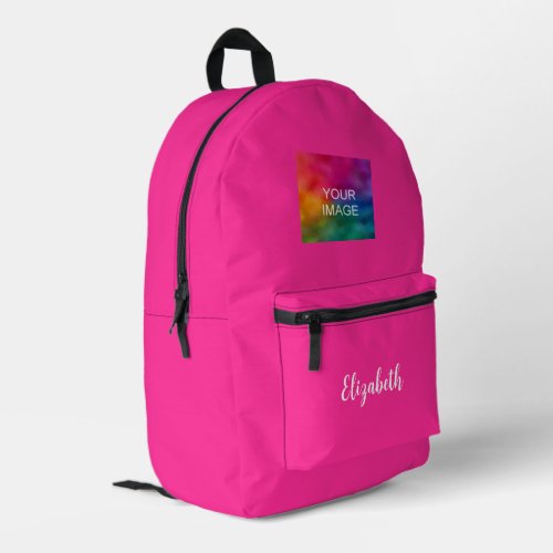 Handwritten Script Name Pink Solid Color Cute Best Printed Backpack