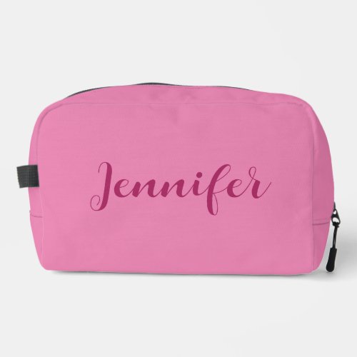 Handwritten Script Name Pink Template Cute Elegant Dopp Kit
