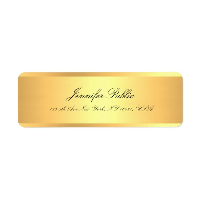 Handwritten Script Name Professional Elegant Gold Label (Front)