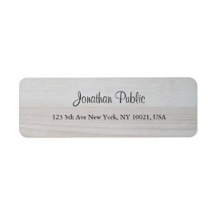 Handwritten Script Name Text Wood Return Address Label