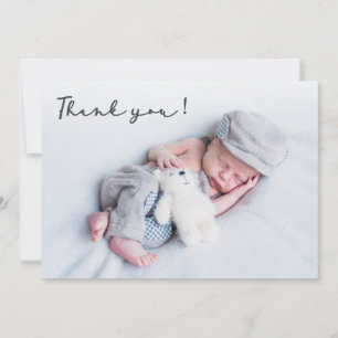 Handwritten Script Newborn Baby Photo Thank You Card