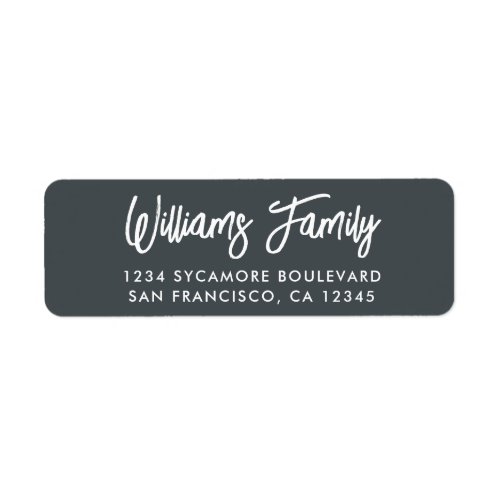 Handwritten Script OffBlack Family Return Address Label