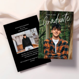 Handwritten Script Photo Graduation Announcement