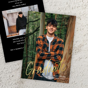 Handwritten Script Photo Graduation Foil Invitation