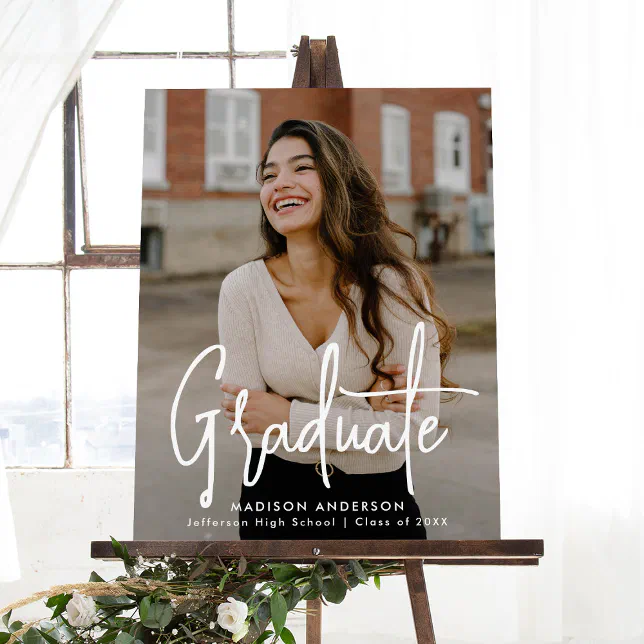 Graduation Window Writing Handwritten Script Photo Graduation Sign | Zazzle