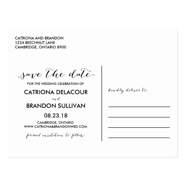 Handwritten Script Photo Save Our Date Postcard