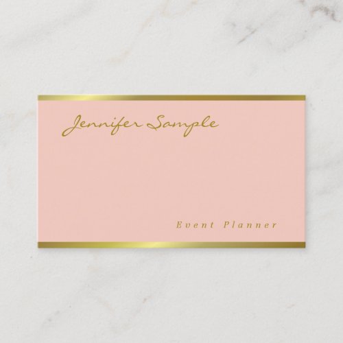 Handwritten Script Pink Gold Modern Elegant Beauty Business Card