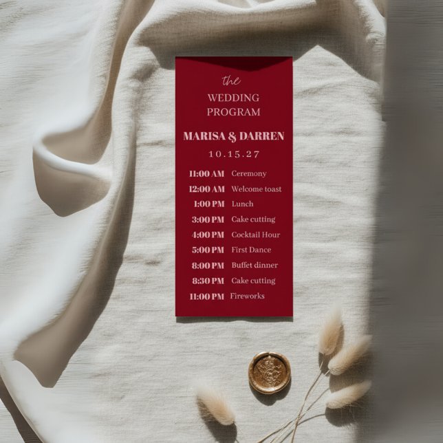 Handwritten Script Pink & Red Custom Wedding  Program (Creator Uploaded)