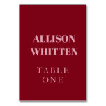 Handwritten Script Pink &amp; Red Custom Wedding Table Number
