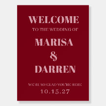 Handwritten Script Pink & Red Custom Wedding Welco