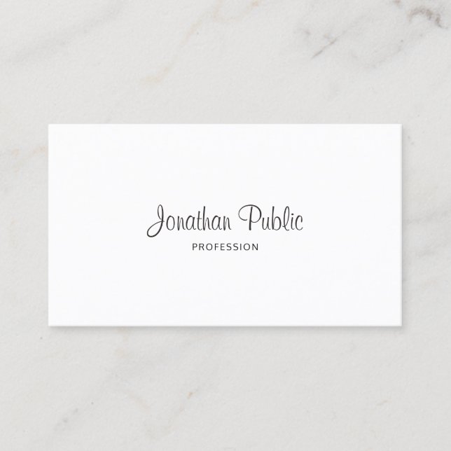 Handwritten Script Professional Minimalist Elegant Business Card (Front)