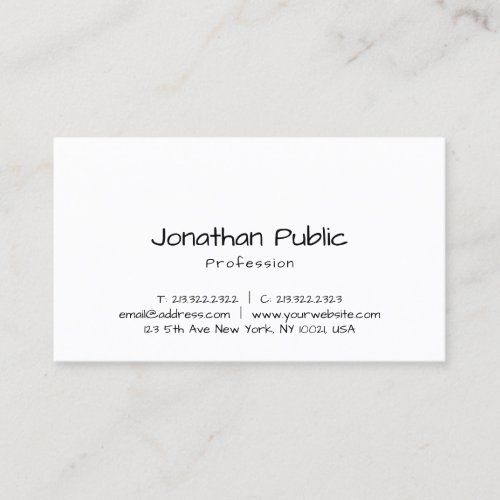 Handwritten Script Professional Template Classic Business Card