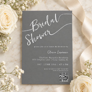 Handwritten Script QR Code Bridal Shower Invitation